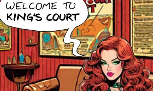 King's Court Massage seductive redhead realistic cartoon style